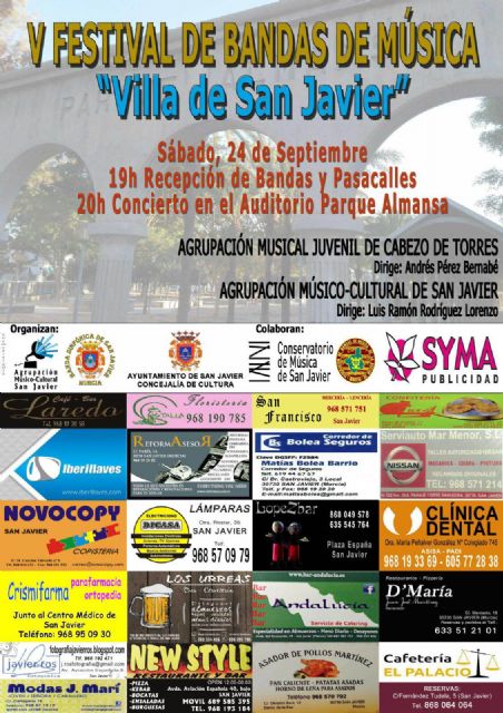 El V Festival de Bandas de Música 'Villa de San Javier' tendrá como invitada a la Agrupación Musical Juvenil de Cabezo de Torres