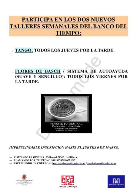 El Banco del tiempo incorpora talleres de tango y flores de Bach