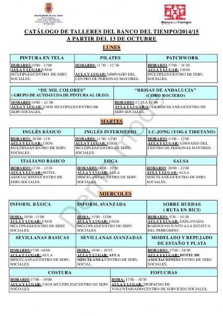 El Banco del Tiempo estrena curso con 19 talleres gratuitos