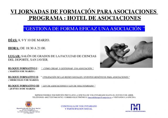Voluntariado y Participación Social  convoca un curso gratuito para mejorar la gestión de asociaciones