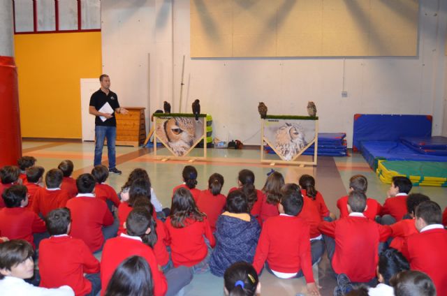 Medio Ambiente lleva las aves rapaces a los alumnos del colegio 'Sagrado Corazón'