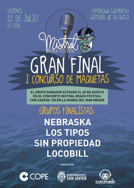 Los grupos Nebraska, Sin Propiedad, Locobill y Los Tipos compiten mañana por la canción del verano en San Javier