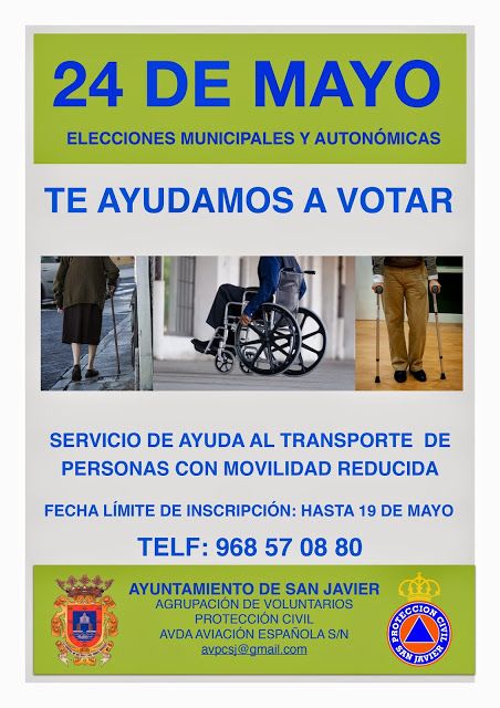 Protección Civil ofrece servicio de transporte a personas con movilidad reducida para poder votar el 24M