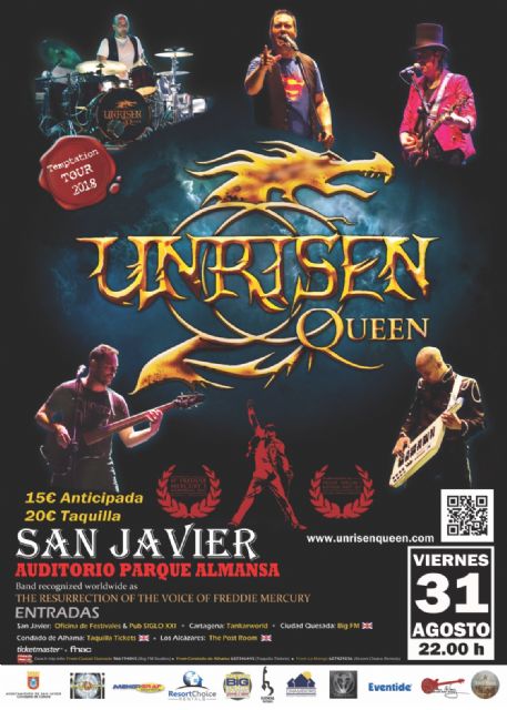 Unrisen Queen, la mejor banda Tributo a Queen de Europa, volverá a llenar el auditorio de San Javier el 31 de agosto