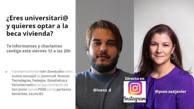 El PSOE de San Javier presenta con un directo en Instagram a Iván Zambudio, que sustituirá a Antonio García como concejal