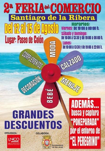 El paseo Colón acoge del 12 al 15 de agosto la II Feria del Comercio de Santiago de la Ribera con 'Pokeparada' incluida