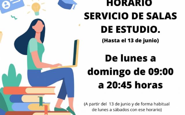 La biblioteca de San Javier abre de lunes a domingo de 09:00 a 20:45 hasta el 13 de junio