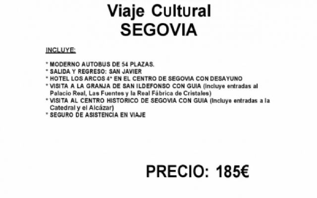 La concejalía de Cultura programa una salida cultural a Segovia