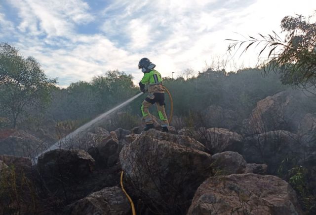 Incendio de arbustos en La Manga del Mar Menor, San Javier