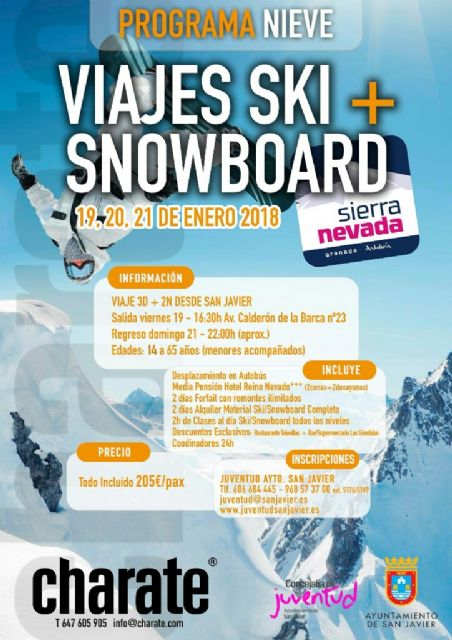Juventud oferta su viaje a la nieve para la práctica de esquí o snowboard, del 19 al 21 de enero