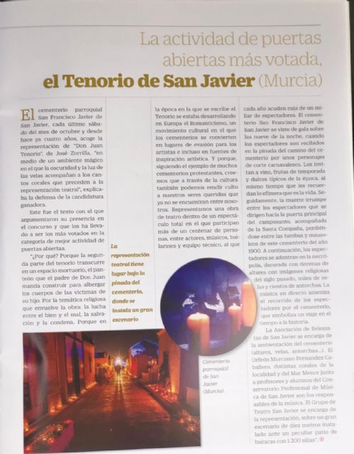 El alcalde recoge en Zaragoza el Premio nacional a la Mejor Actividad de Puertas Abiertas por 'Don Juan Tenorio. Sueño y realidad en el cementerio de San Javier'