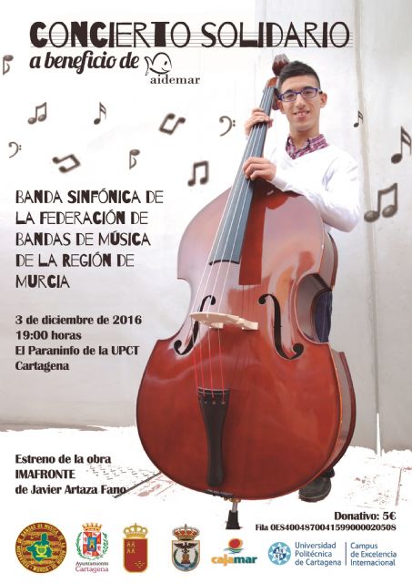 La Banda Sinfónica de la Federación de Bandas de la Región ofrecerá un concierto solidario a beneficio de Aidemar
